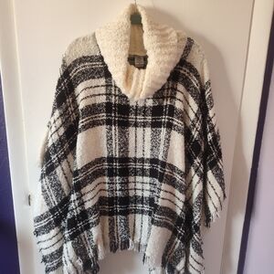 Cozy Black and White Plaid Sweater
